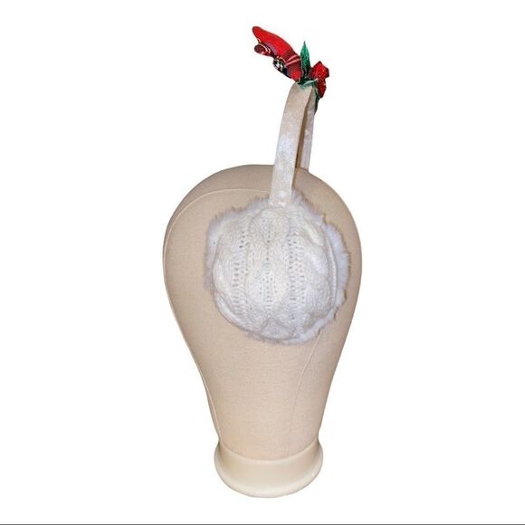 Charter Club Cable Knit Ivory Reindeer Earmuffs - Picture 3 of 8